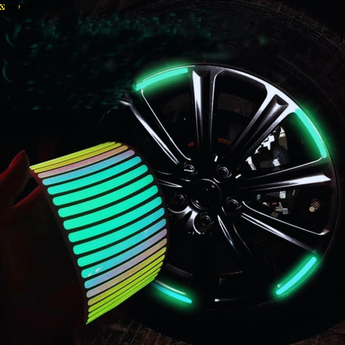 20pcs 3D Reflective Night Safety Wheel Tire Rim Stripe Sticker for Car,Motorcycle,Bicycle,Bike Stripe Universal Anti-Scratch Reflective Rim Stickers