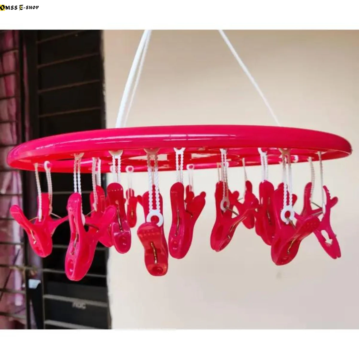 Plastic Hanging Cloth Drying Stand Hanger with 18 Clips/pegs, Baby Clothes Hanger Stand, Round Shape Hanger