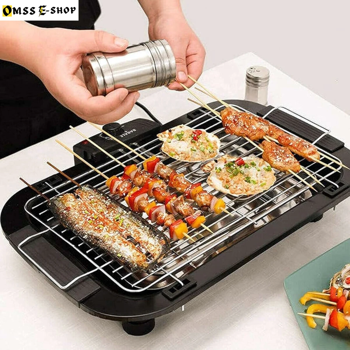 Electric BBQ Grill Machine - Black Electric BBQ Grill 2000W, Barbecue Machine, Nonstick U-shaped Heating Tube, Smokeless, Portable, Easy To Clean, for Indoor or Outdoor