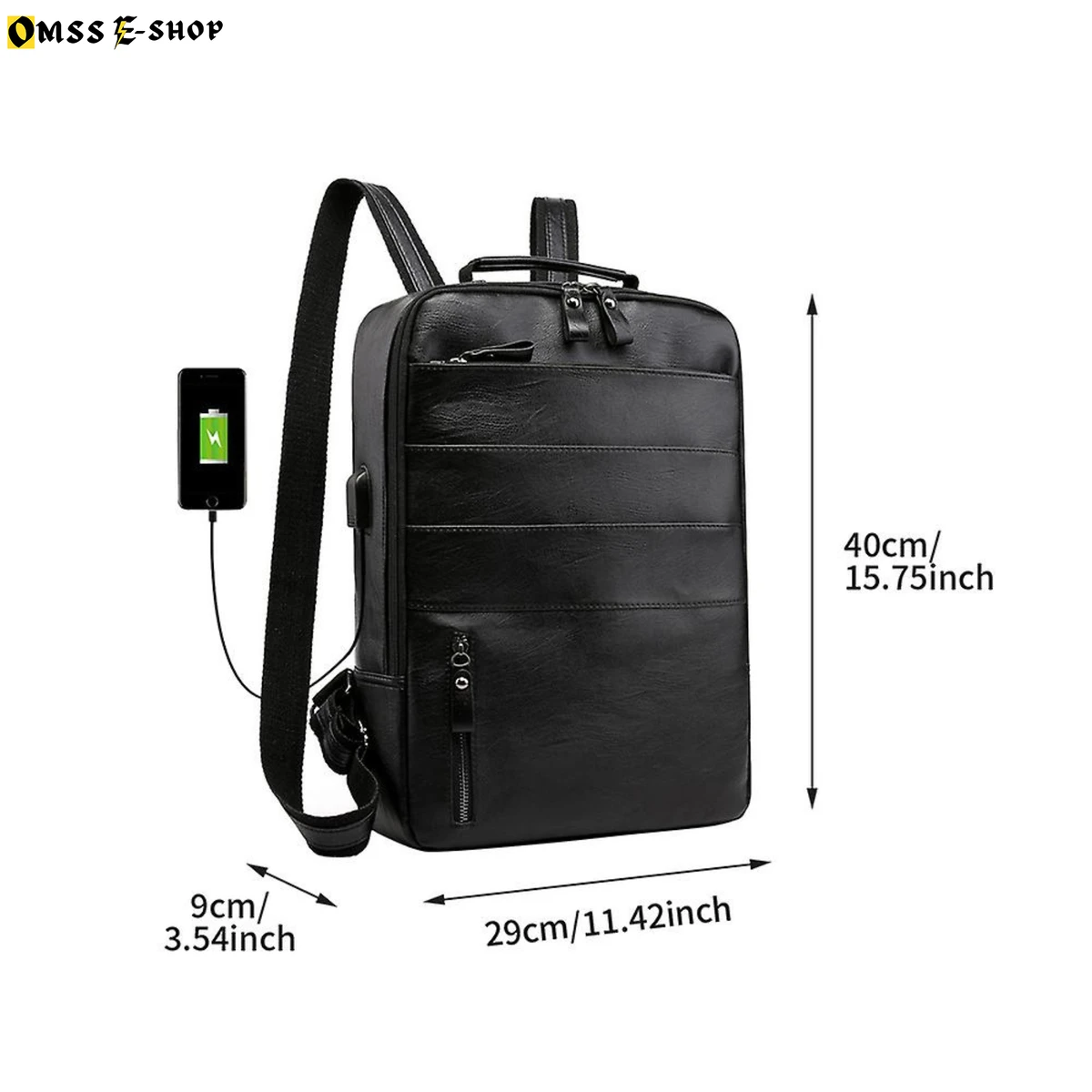 Business Backpacks For Men Waterproof PU Leather Laptop Bag Large Capacity USB Charging Rucksack Male Fashion Backpack