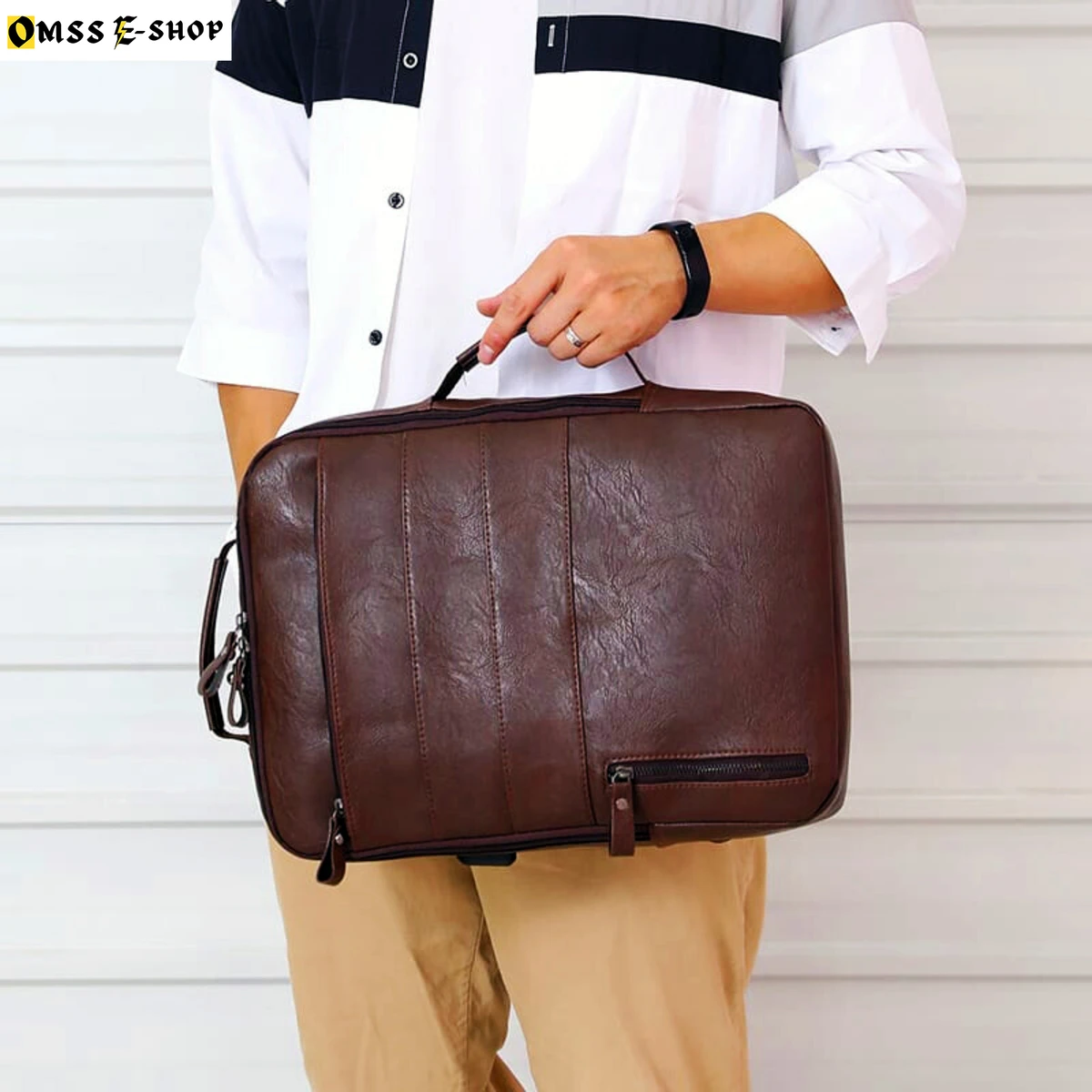 Business Backpacks For Men Waterproof PU Leather Laptop Bag Large Capacity USB Charging Rucksack Male Fashion Backpack
