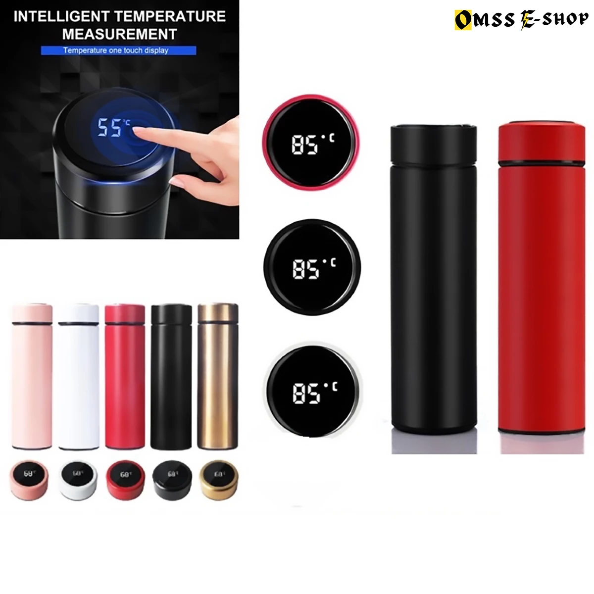 500Ml Smart Thermos Cup, Led Temperature Display Water Bottle, Stainless Steel Vacuum Travel Mug For 24 Hours, Hot And Cold Tea Coffee Vacuum Thermoses Cup For School, Home, Office