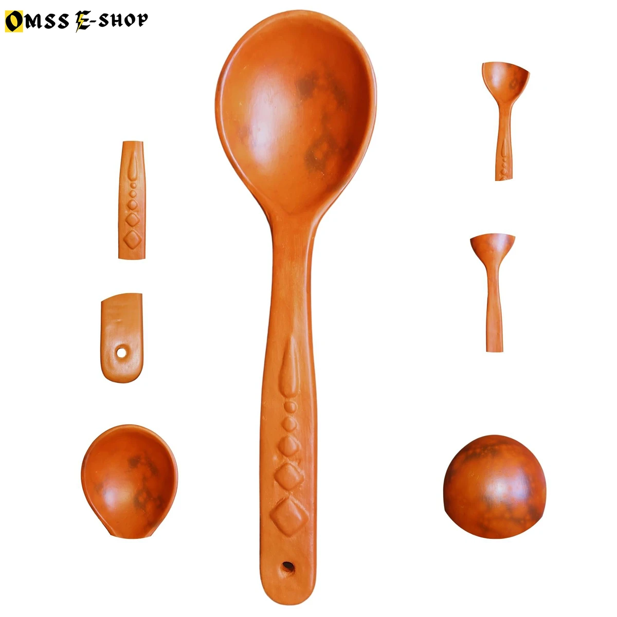 Newfangled - Beautiful And Durable terracotta Clay Spoon For Gravy Food Plain Dotted Design- Kitchen & Dining - Modern And Trendy- Vibes RP-70DH-OS