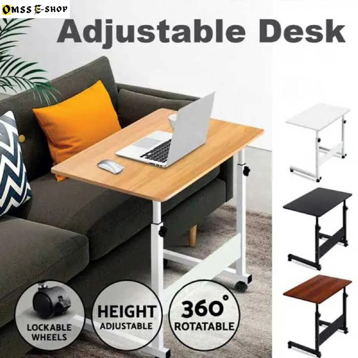 In-House Adjustable Laptop Desk Metal Frame and MDF Desktop Home Office Furniture Folding Computer Table RP-1100DH-RE