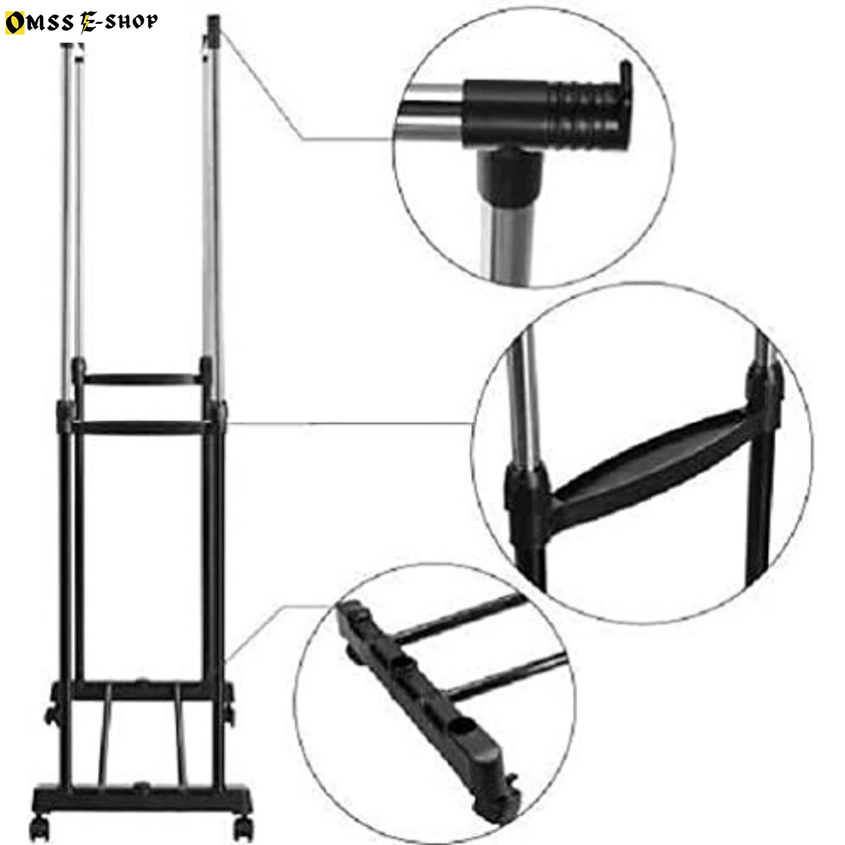 Adjustable Stainless Steel Double-Pole Clothes Hanger/Rack, Rolling Bar Rail Rack (for Clothes/Shoes) RP-950DH-RE
