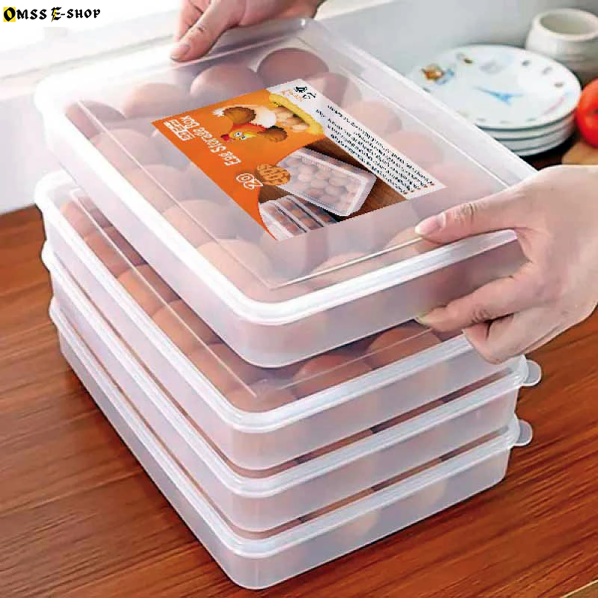 20 Grids Single Layer Egg Storage Container Box With Lid Household Egg Container Refrigerator Food Storage Box RP-160DH-RE