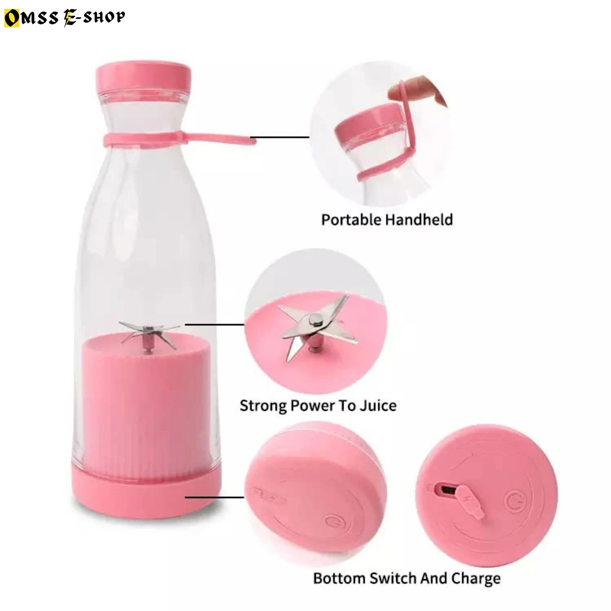 Electric Portable Mini Juicer Bottle, Wireless Personal Size Juicer Blender for Smoothies and Shakes with 6 Blades, USB Rechargeable Juicer Cups For Home, Baby Food, Travel, Gym and Office RP-600DH-RE