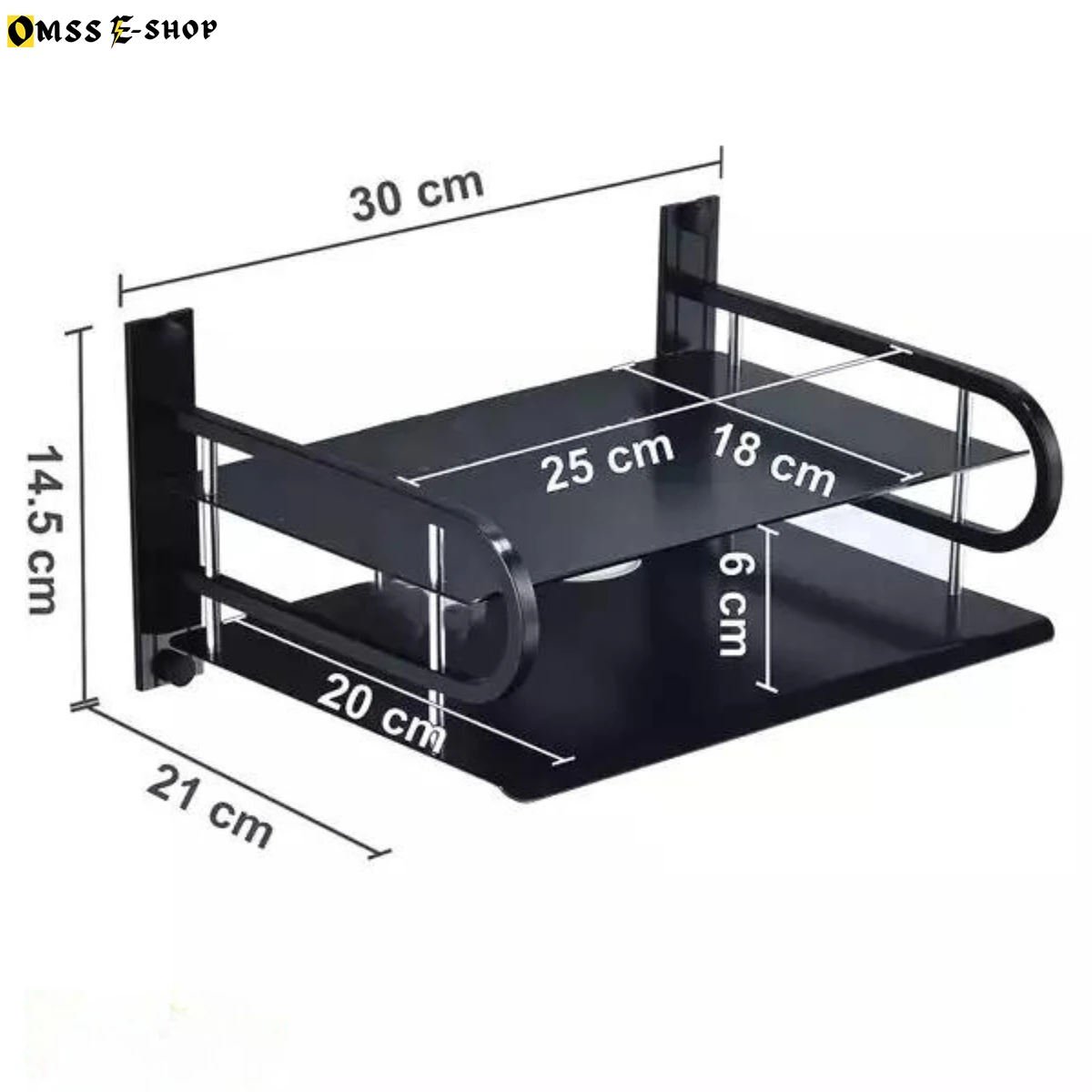 Black Metal Wall Mounted Multilayer Router Stand For Router, Speaker, Projectar, Fiber Modem, DVD players, Blu-ray players, game consoles, satellite TV box, cable TV box, sky box, etc. RP-490DH-RE
