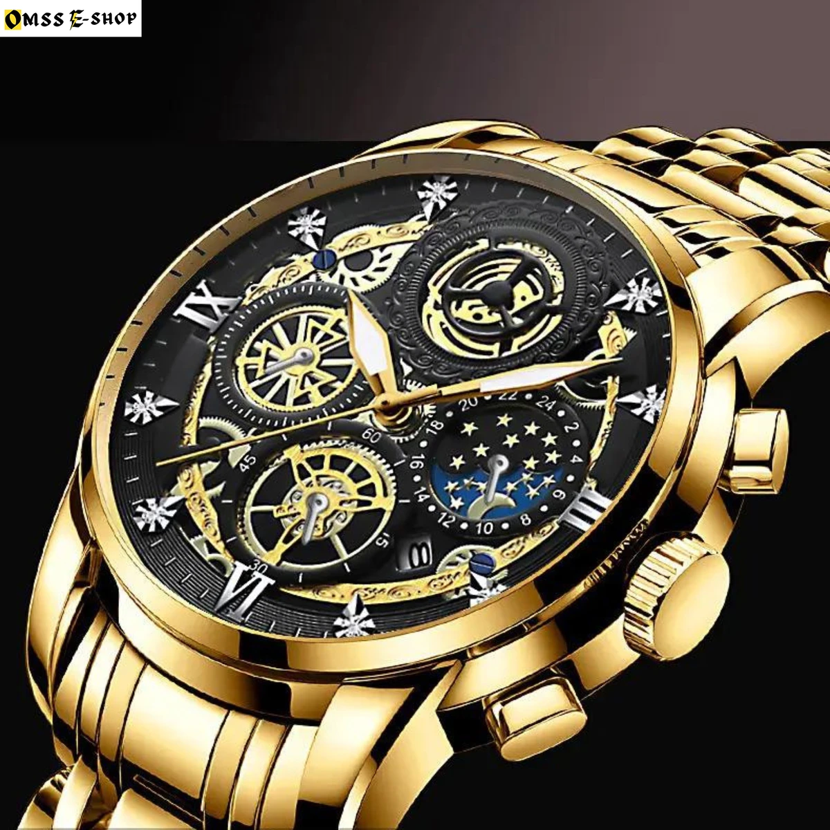 Waterproof BINBOND Men's Fashion 4010 Luxury Gold Watches Quartz Wristwatch Date Fashion Sports Business Luminous Watch Male Clock RP-625DH-RE