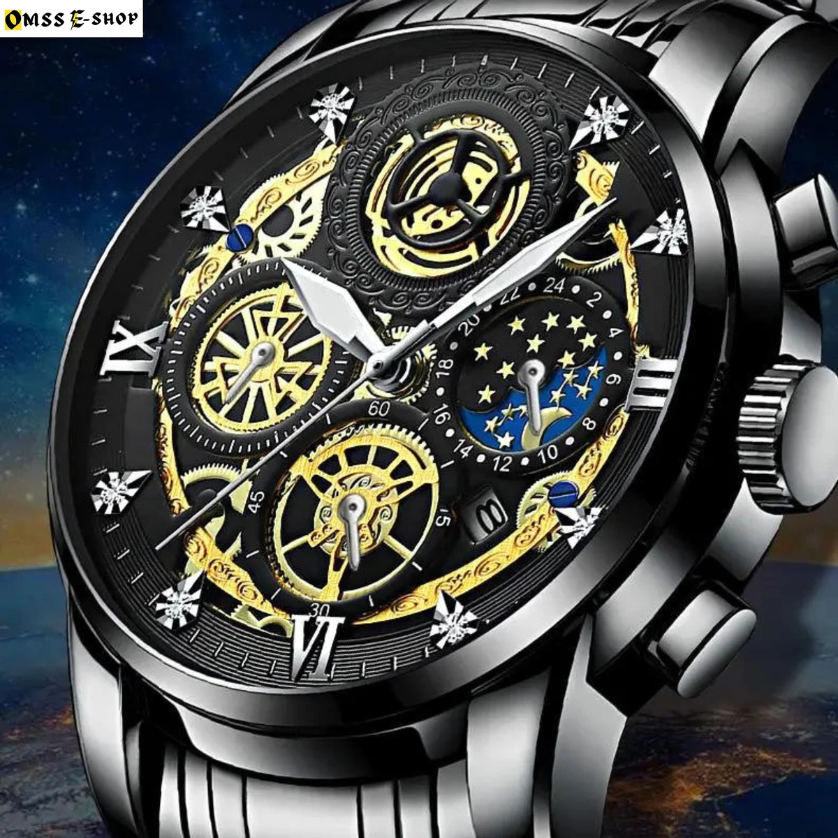 Waterproof BINBOND Men's Fashion 4010 Luxury Gold Watches Quartz Wristwatch Date Fashion Sports Business Luminous Watch Male Clock RP-625DH-RE