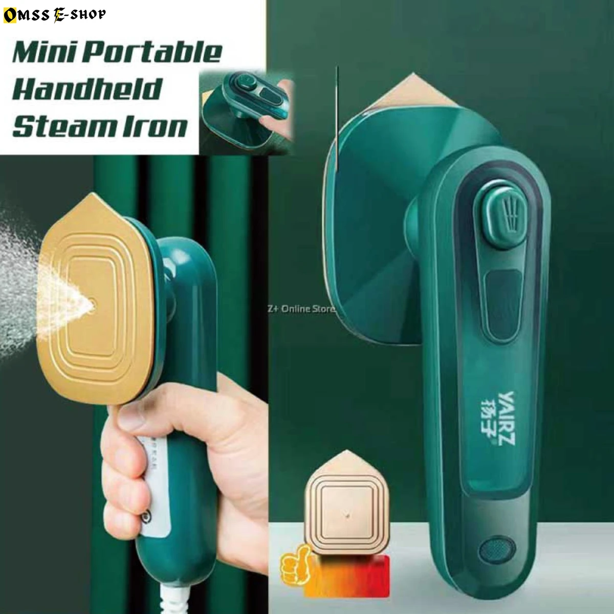 Professional Micro Steam Iron 3-in-1 Upgrade Handheld Steam Iron Small Portable Steam Iron with Integrated Water Tank Dry & Wet Quick Ironing Cleaning Clothing Wrinkles Removal (Dark Green)