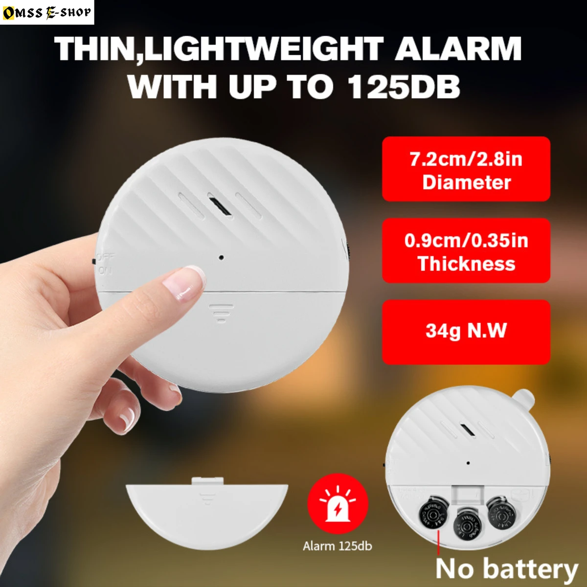 Window Vibration Sensor Alarm With 125dB Loud Alarm, Glass Break Sensor Alarm for Home and Office