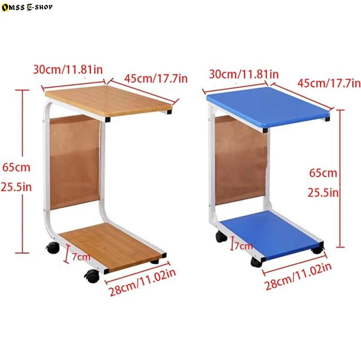 C-Shape Movable Sofa Side, Coffee, Bedside Tables Shelf Modern Simple Movable Side Cabinet