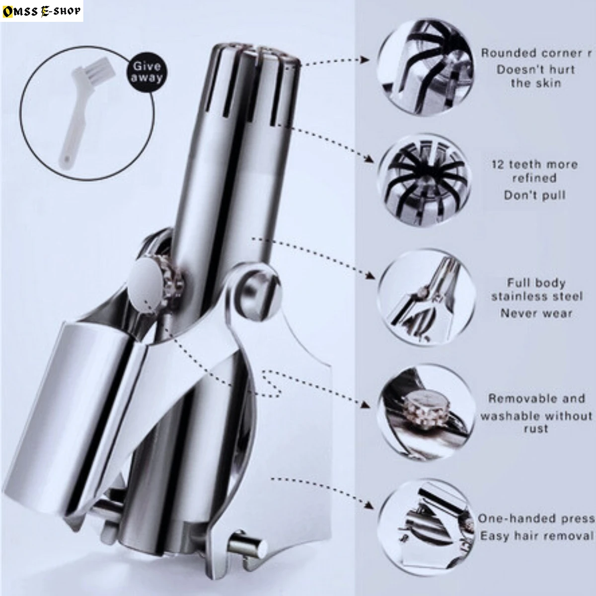 Stainless Steel Nose Ear Trimmer Manual Nose Hair Trimmer Professional Washable Ear Trimmer Shaving Personal Care Appliances