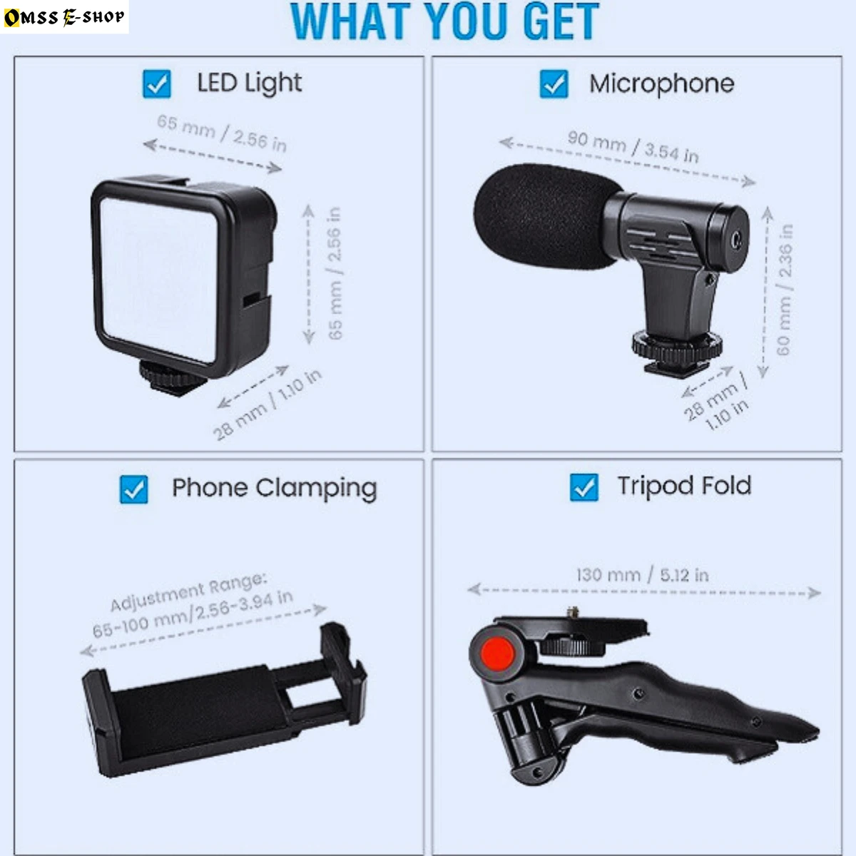 AY-49 Smartphone Vlogging Kit Video Recording Equipment with Tripod Fill Light Shutter for Camera, Phone, YouTube Set Vlogger Kits