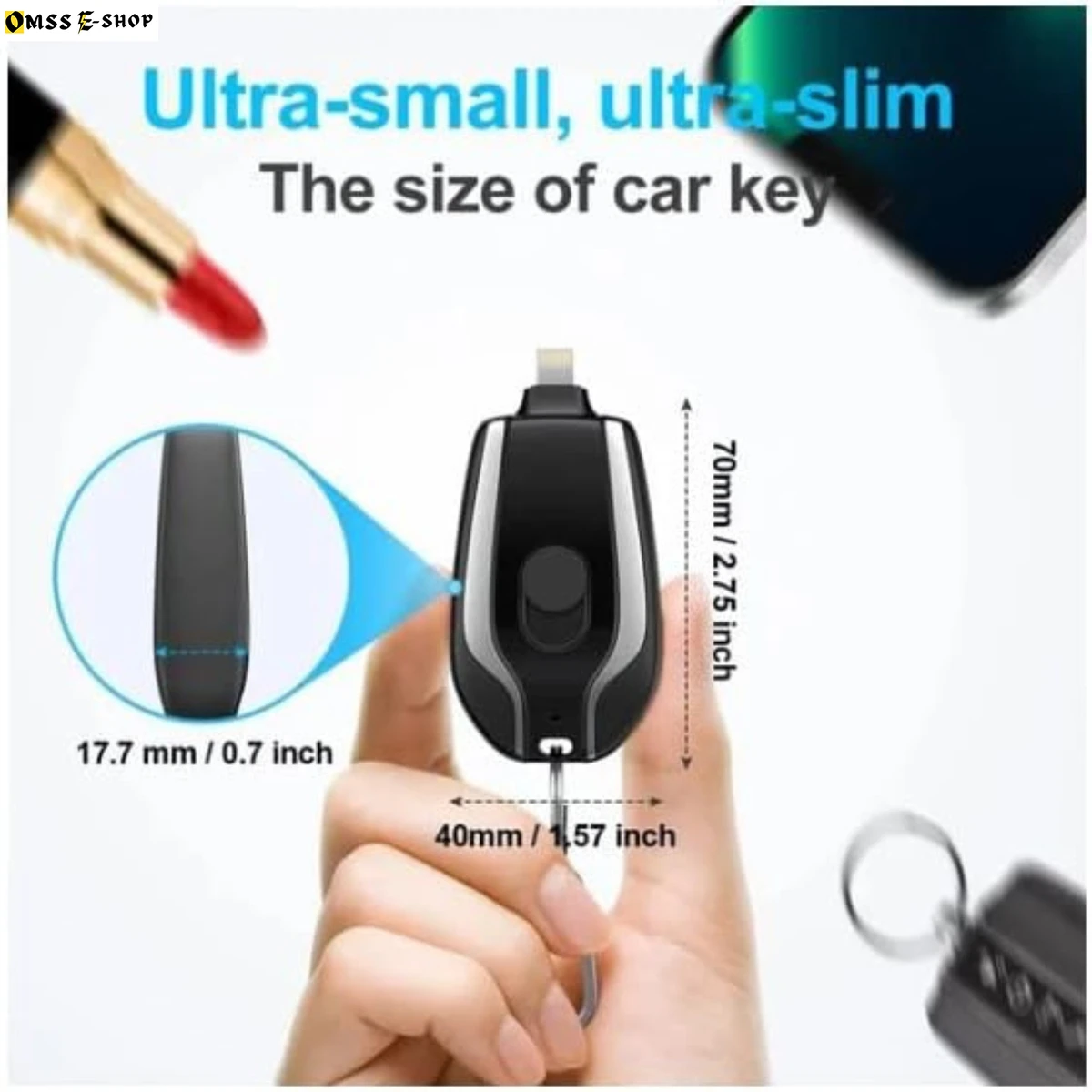 1500mAh Portable Mini Keychain Power Bank: For iPhone and Type-C Carry-on Emergency Fast Charging Power Bank